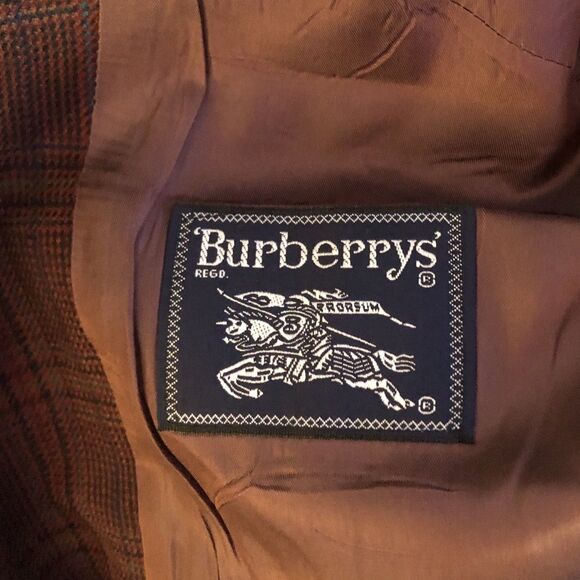 VTG Burberrys Scottish Lambswool Plaid Blazer Womens Sz 10 Burgundy 2 Button USA - Picture 9 of 15